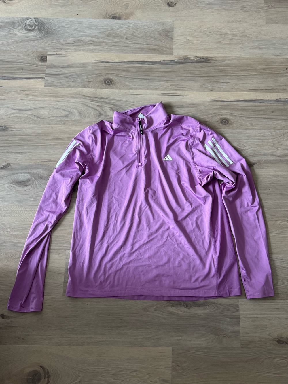 adidas Lavender/Pink Long-Sleeve 1/4 Zip Pullover with Thumb Holes